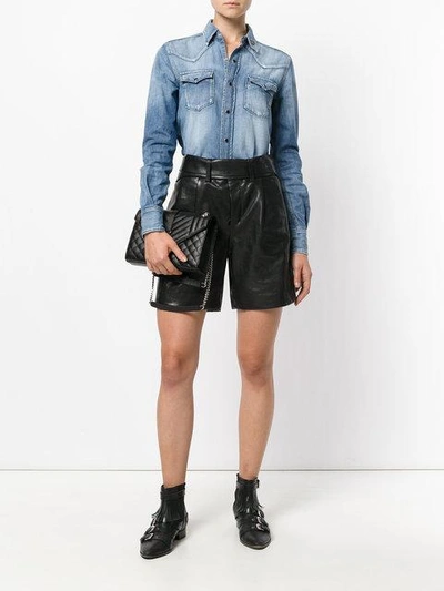 Shop Saint Laurent High Waisted Shorts - Black