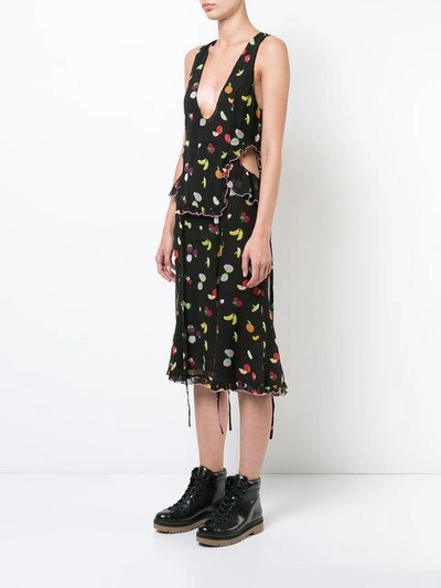Shop Sandy Liang Sleeveless Fruit Print Midi Dress