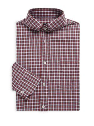 Shop Tom Ford Plaid Cotton Dress Shirt In Red Multi