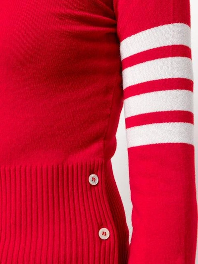 Shop Thom Browne Classic Crew Neck Pullover Cashmere With 4-bar Sleeve Stripe In Red
