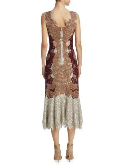 Shop Jonathan Simkhai Dimensional Lurex Applique Lace-up Trumpet Dress In Multi