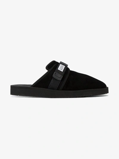 Shop Suicoke Black Nubuck Zavo-m Sandals