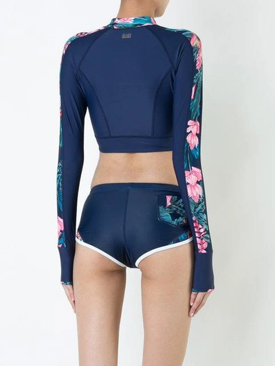 Shop Duskii Halekala Cropped Bikini Top In Blue