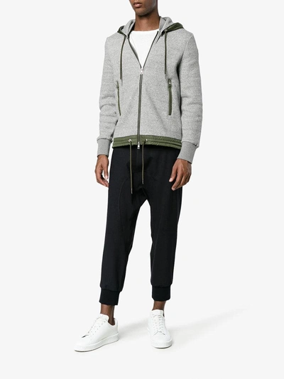 Shop Moncler Detachable Hood Jumper In Grey