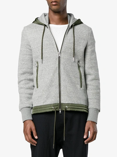Shop Moncler Detachable Hood Jumper In Grey