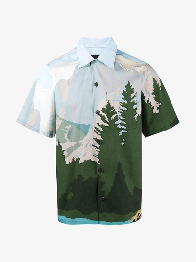 Shop Prada Mountains Printed Bowling Shirt In White