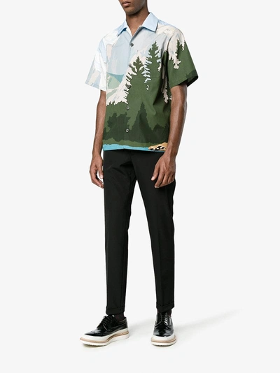 Shop Prada Mountains Printed Bowling Shirt In White