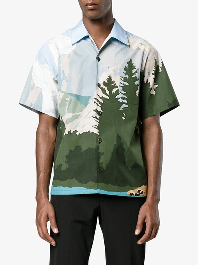 Shop Prada Mountains Printed Bowling Shirt In White