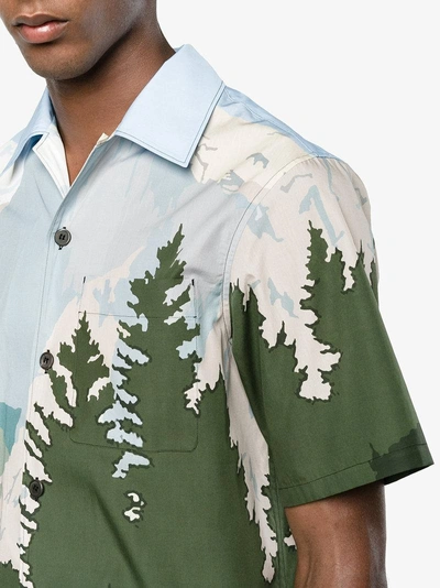 Prada Camp-collar Printed Cotton-poplin Shirt - Light Blue In Green |  ModeSens