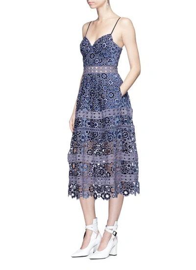 Shop Self-portrait Floral Guipure Lace Tiered Midi Dress