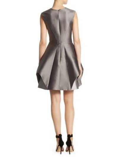 Shop Halston Heritage Cap Sleeve Notch Fit-&-flare Dress In Black Champagne