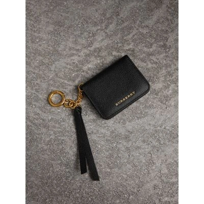 Burberry Grainy Leather Id Card Case Charm In Black