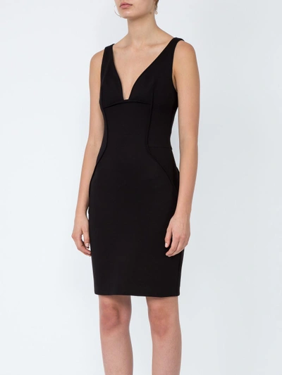 Shop Mugler V-neck Sleeveless Stretch-jersey Dress