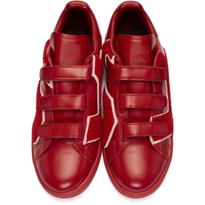 Shop Raf Simons Red Adidas Originals Edition Stan Smith Comfort Badge Sneakers