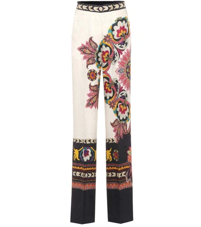 Shop Etro Jacquard Silk-blend Trousers In Multicoloured