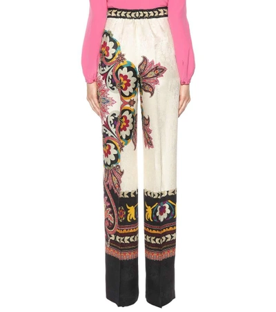 Shop Etro Jacquard Silk-blend Trousers In Multicoloured