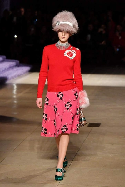 Shop Miu Miu Knitted Wool-blend Skirt In Pink