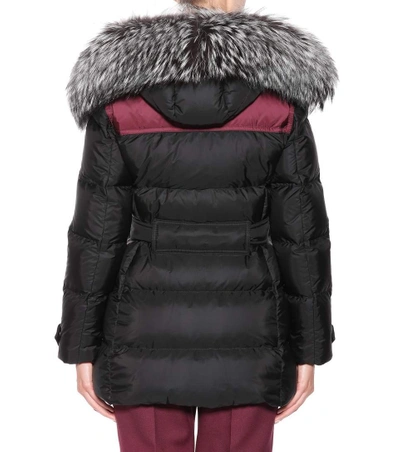 Shop Prada Fur-trimmed Down Coat In Eero