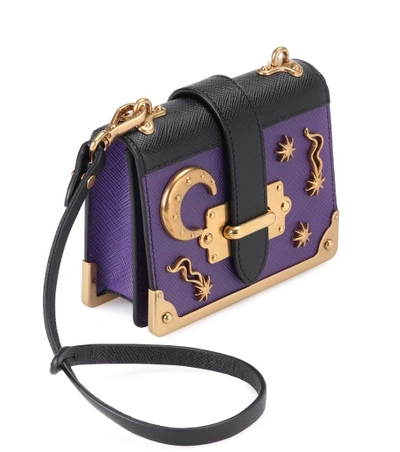 Shop Prada Embellished Leather Shoulder Bag