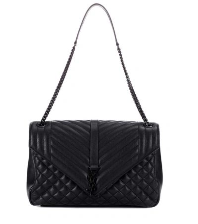 Saint Laurent Monogram Large Quilted Suede Shoulder Bag In Eero