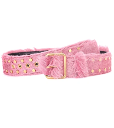 Prada Calf Hair Belt In Pink