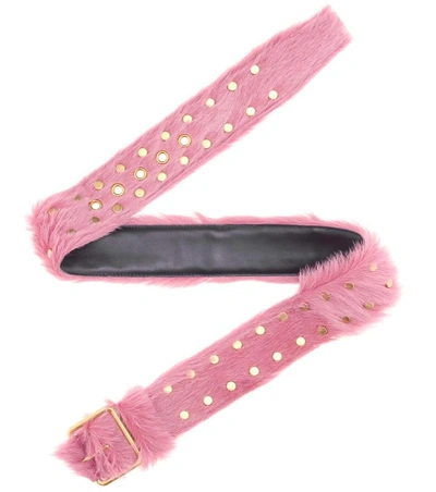 Shop Prada Calf Hair Belt In Pink