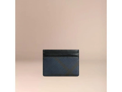 Burberry Grainy Leather And House Check Bifold Wallet Storm Blue for Men