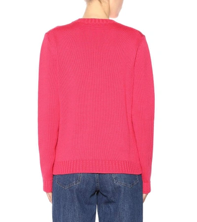 Shop Miu Miu Embellished Wool Sweater In Pink