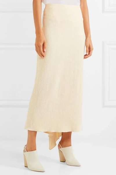 Shop Rosetta Getty Asymmetric Chenille Midi Skirt In White