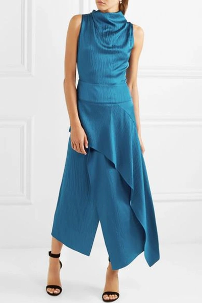 Shop Roland Mouret Allerston Asymmetric Hammered Silk-satin Dress