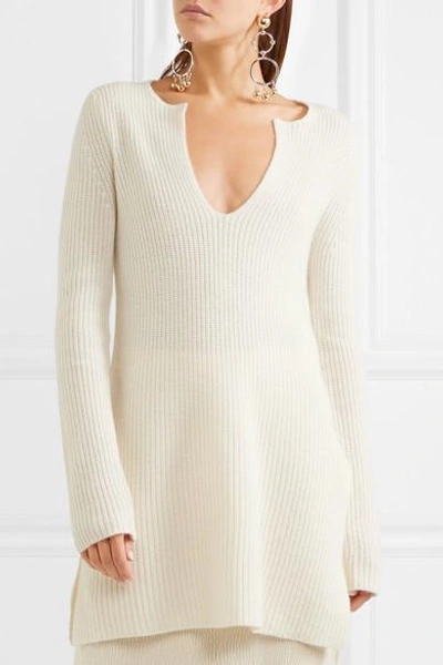 Shop Rosetta Getty Ribbed Cashmere Sweater In Ivory