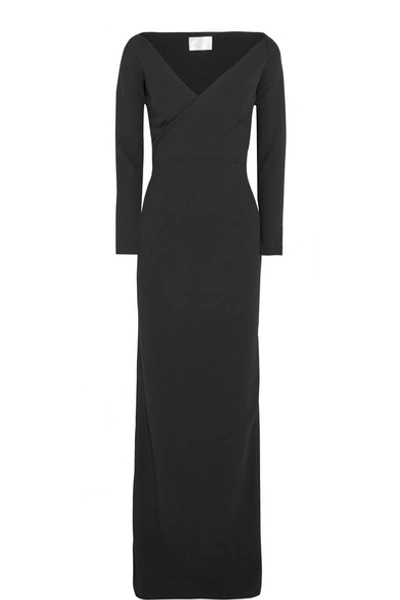 Shop Solace London Victorie Off-the-shoulder Stretch-crepe Gown In Black