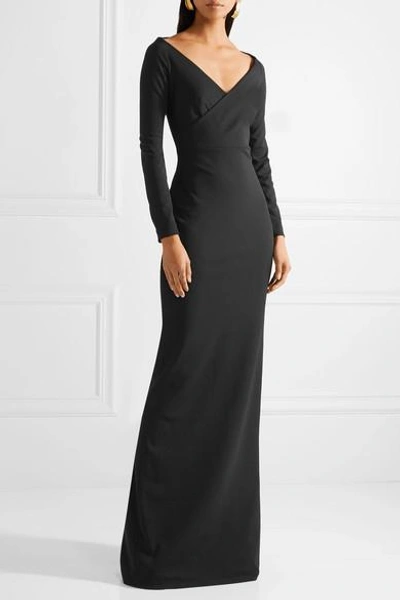 Shop Solace London Victorie Off-the-shoulder Stretch-crepe Gown In Black