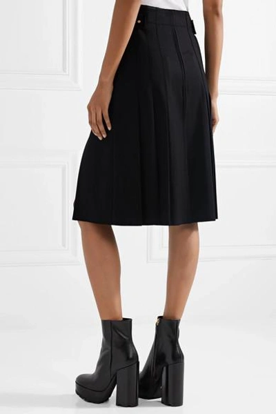 Shop Helmut Lang Pleated Wool-blend Skirt