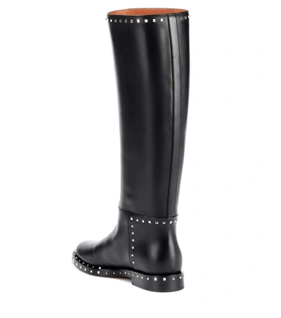 Shop Valentino Leather Knee-high Boots In Black