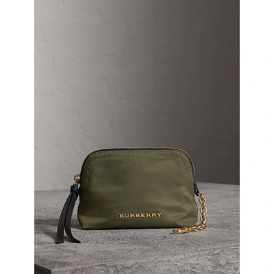 Burberry Small Zip-top Technical Nylon Pouch In Canvas Green