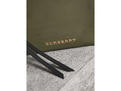 Shop Burberry Small Zip-top Technical Nylon Pouch In Canvas Green