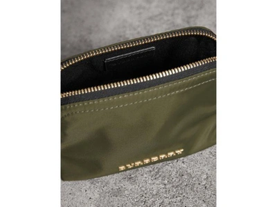 Shop Burberry Small Zip-top Technical Nylon Pouch In Canvas Green