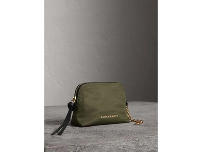 Shop Burberry Small Zip-top Technical Nylon Pouch In Canvas Green