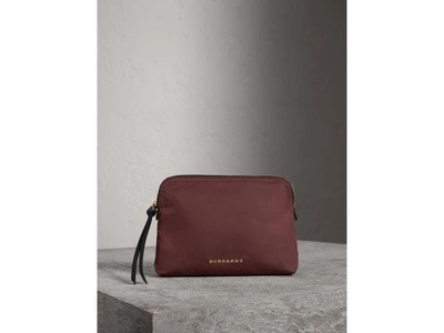 Shop Burberry Small Zip-top Technical Nylon Pouch In Thistle Grey