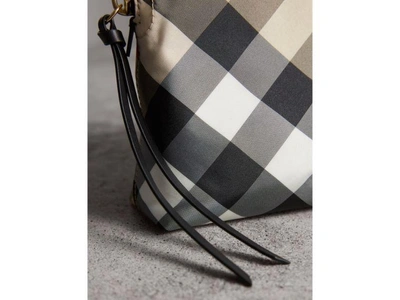 Shop Burberry Large Zip-top Check Pouch In Camel