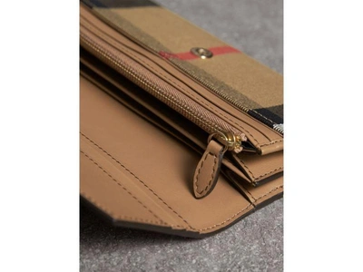 Shop Burberry Trompe L'oeil Print Leather Ziparound Wallet