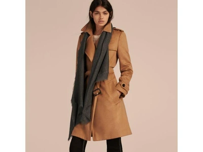 Shop Burberry The Lightweight Cashmere Scarf In Ombré Check In Apple Green