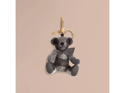 Shop Burberry Thomas Bear Charm In Check Cashmere With Beasts Detail In Rose Pink