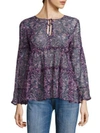 JOIE Shawni Floral Silk Long-Sleeve Blouse
