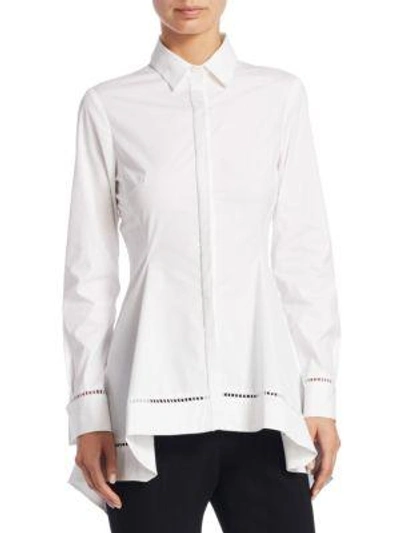 Shop Lela Rose Flare Button-front Shirt In White