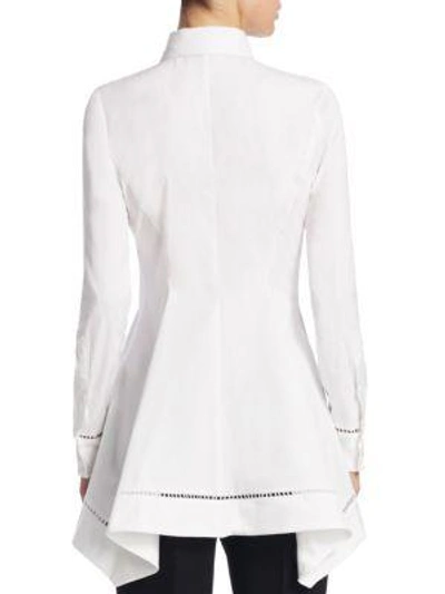 Shop Lela Rose Flare Button-front Shirt In White