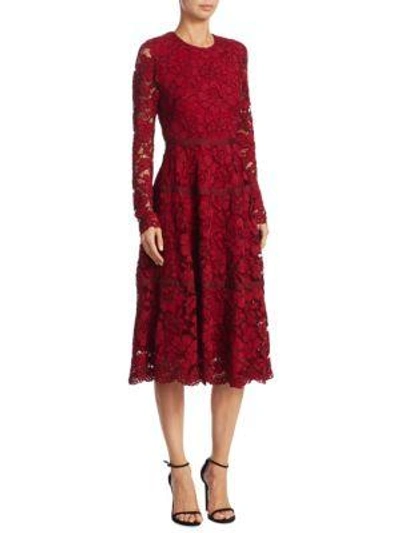 Lela Rose Seamed Lace Dress In Mulberry