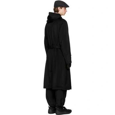 Shop Yohji Yamamoto Black Mixed Beaver Hooded Coat