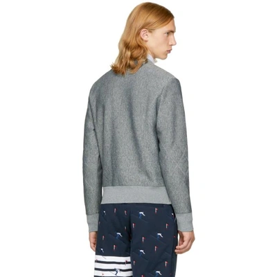 Shop Thom Browne Grey Quilted Argyle Classic Sweatshirt